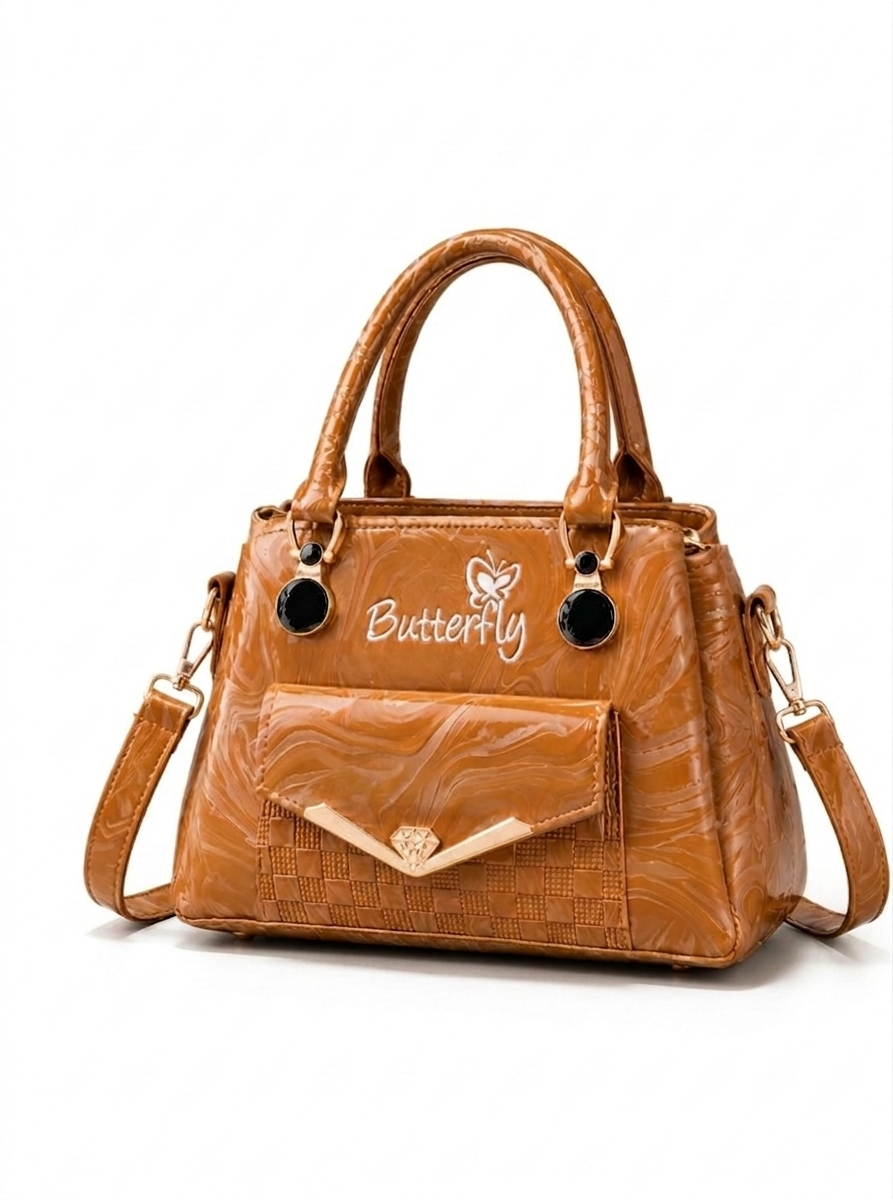 Premium Butterfly Luxury Embossed Handbag with Shoulder Strap