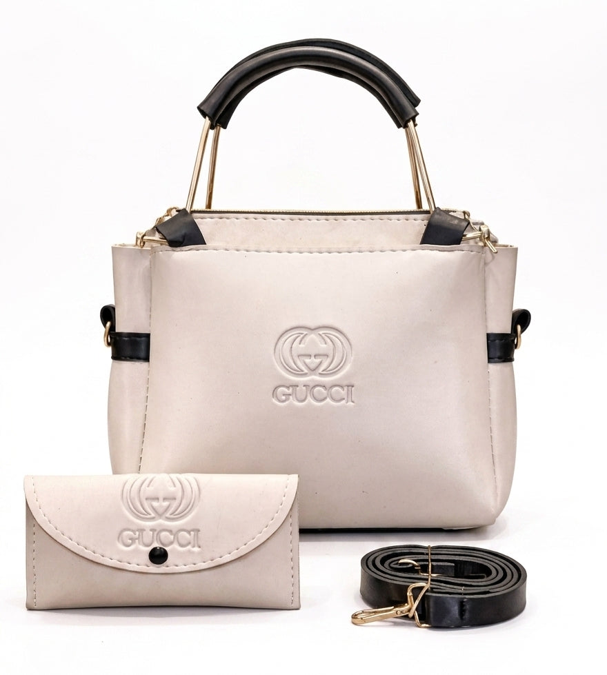 Premium 3-in-1 Luxury Style Shoulder Handbag Set with Matching Wallet & Long Strap for Women