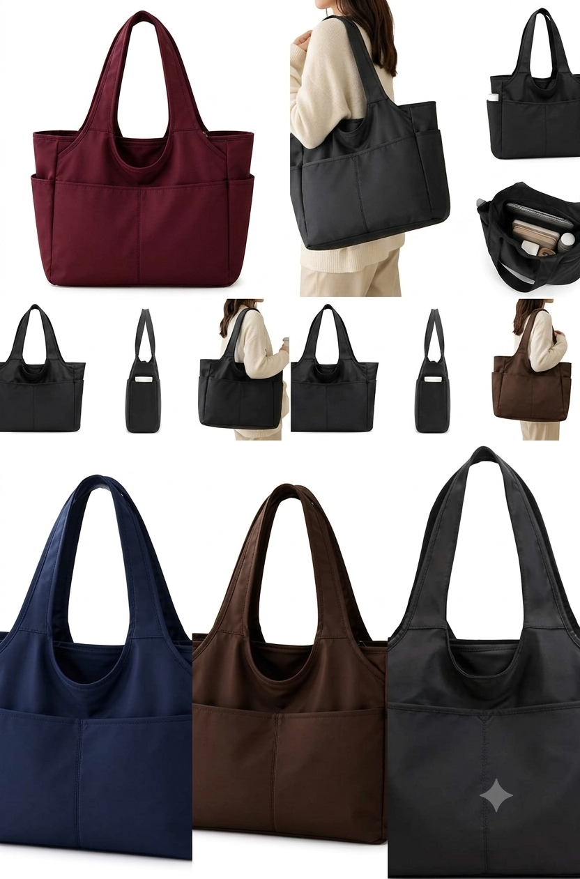 Premium Lightweight Multi-Pocket Tote Bag – Versatile Shoulder Bag for Work, Travel, and Daily Use