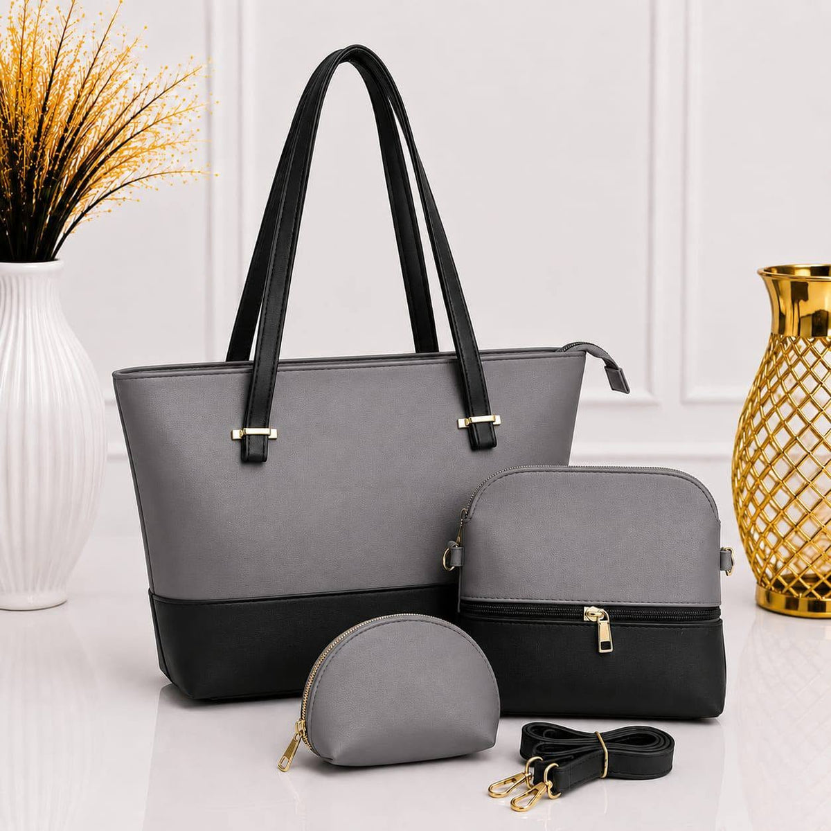 Premium 3-Piece Matching Handbag Set for Women – Elegant Tote, Crossbody Bag & Coin Purse