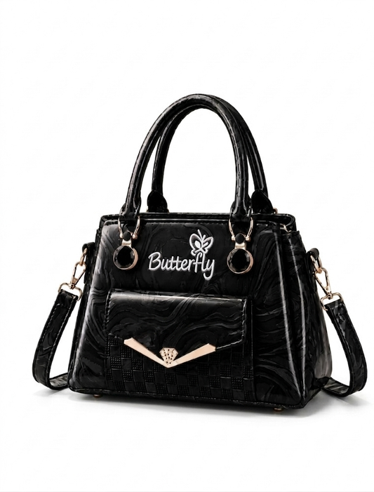 Premium Butterfly Luxury Embossed Handbag with Shoulder Strap