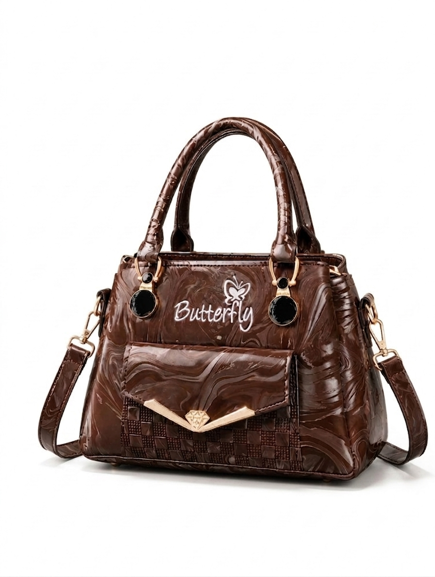 Premium Butterfly Luxury Embossed Handbag with Shoulder Strap