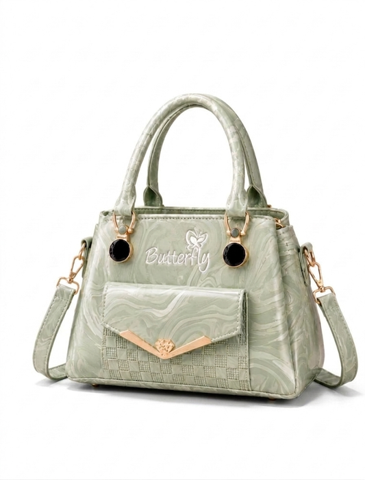 Premium Butterfly Luxury Embossed Handbag with Shoulder Strap