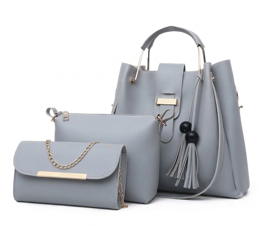 Elegant 3-In-1 Luxury Women's Handbag Set - Shoulder Bag, Crossbody & Clutch