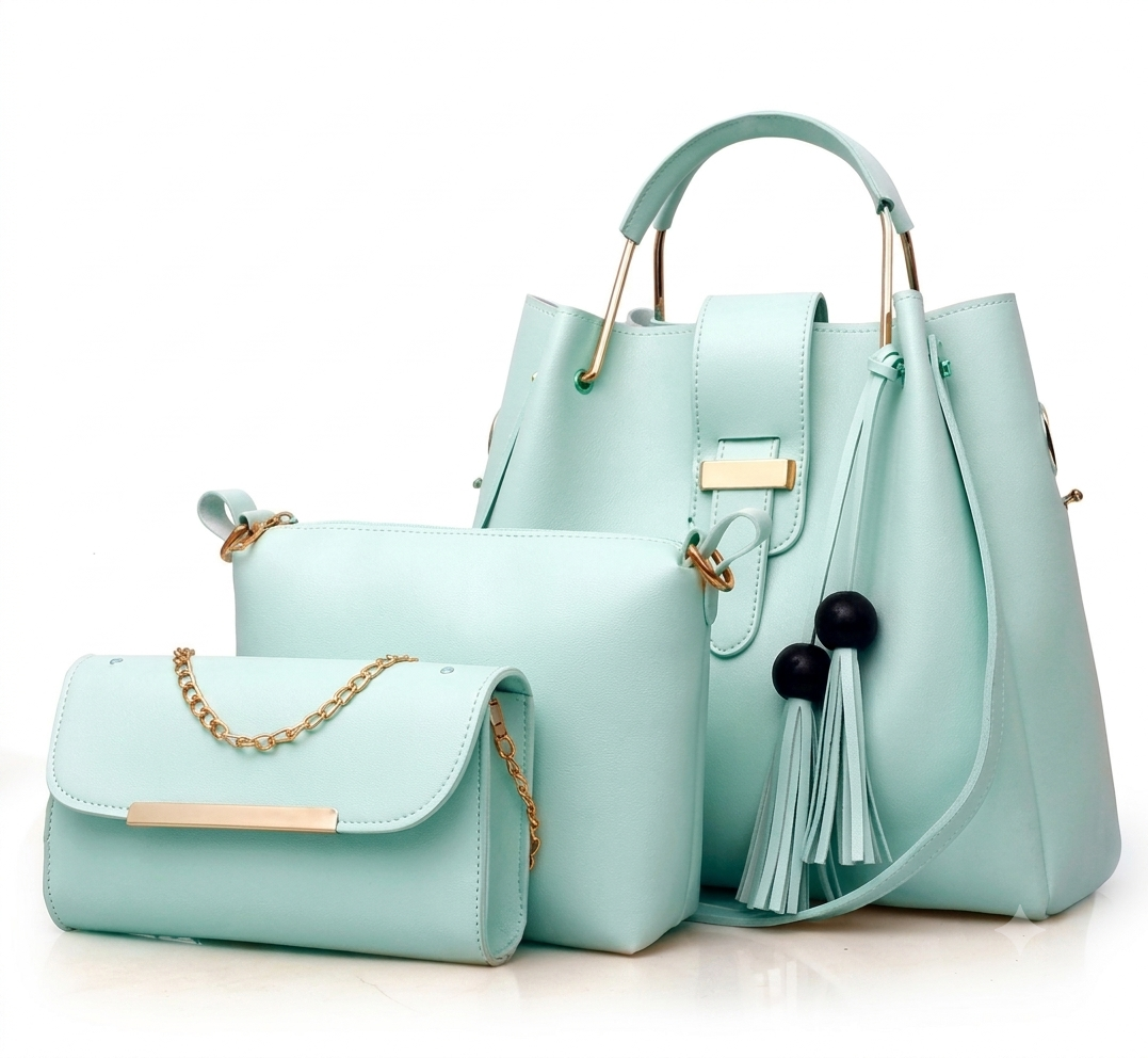 Elegant 3-In-1 Luxury Women's Handbag Set - Shoulder Bag, Crossbody & Clutch