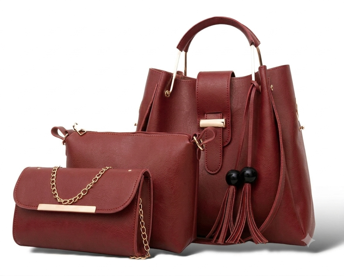 Elegant 3-In-1 Luxury Women's Handbag Set - Shoulder Bag, Crossbody & Clutch