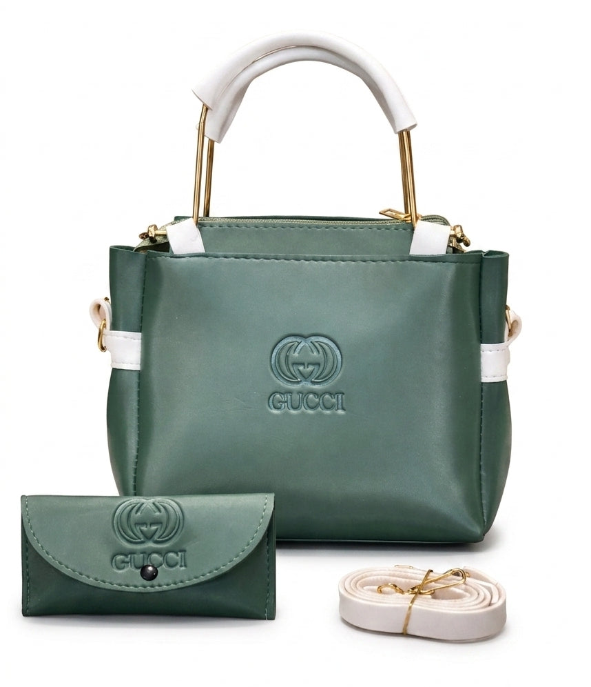 Premium 3-in-1 Luxury Style Shoulder Handbag Set with Matching Wallet & Long Strap for Women