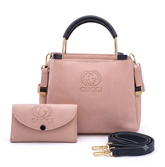 Premium 3-in-1 Luxury Style Shoulder Handbag Set with Matching Wallet & Long Strap for Women