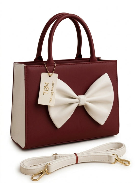 Elegant Bow-Front Structured Handbag with Detachable Shoulder Stra