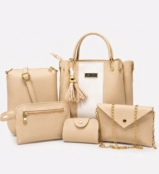 Classic 4-Piece Women's Handbag Set - Black Tote & Crossbody Bag