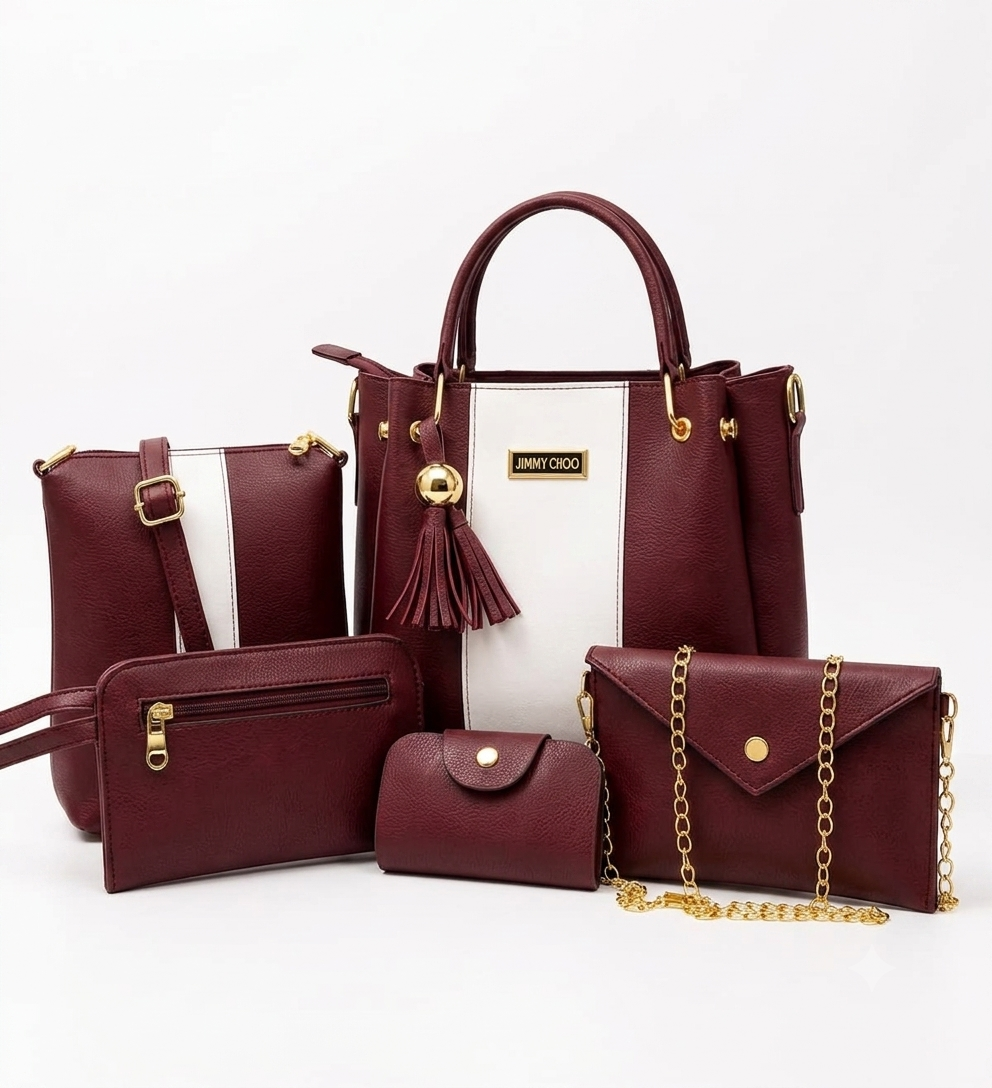 Classic 4-Piece Women's Handbag Set - Black Tote & Crossbody Bag