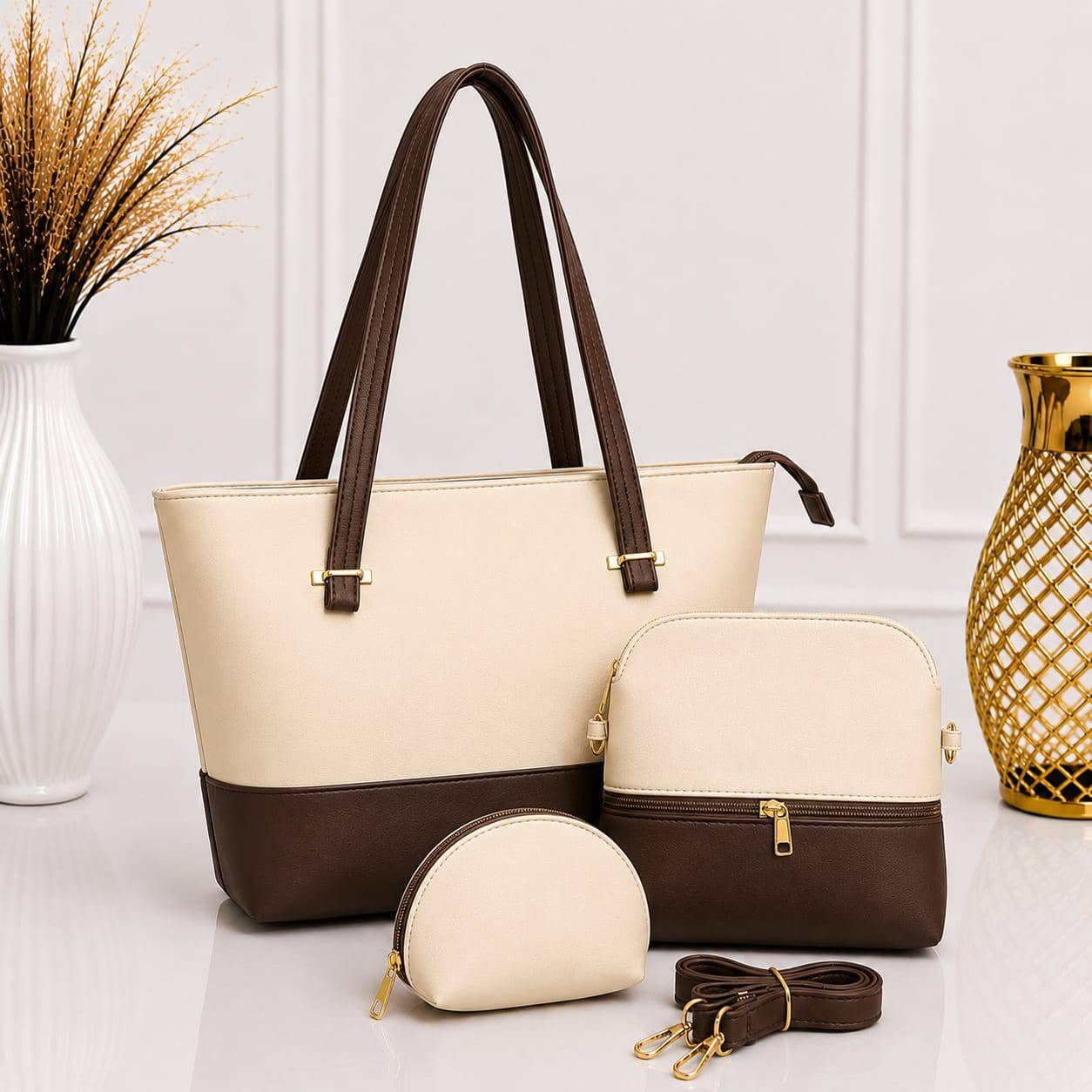 Premium 3-Piece Matching Handbag Set for Women – Elegant Tote, Crossbody Bag & Coin Purse