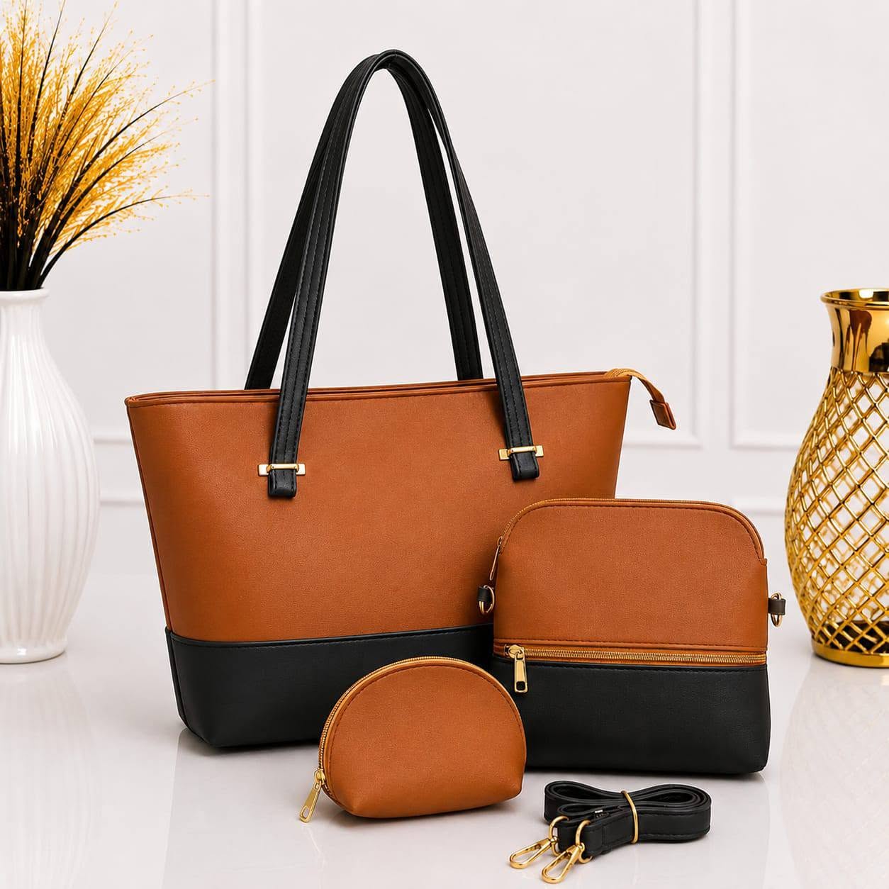 Premium 3-Piece Matching Handbag Set for Women – Elegant Tote, Crossbody Bag & Coin Purse