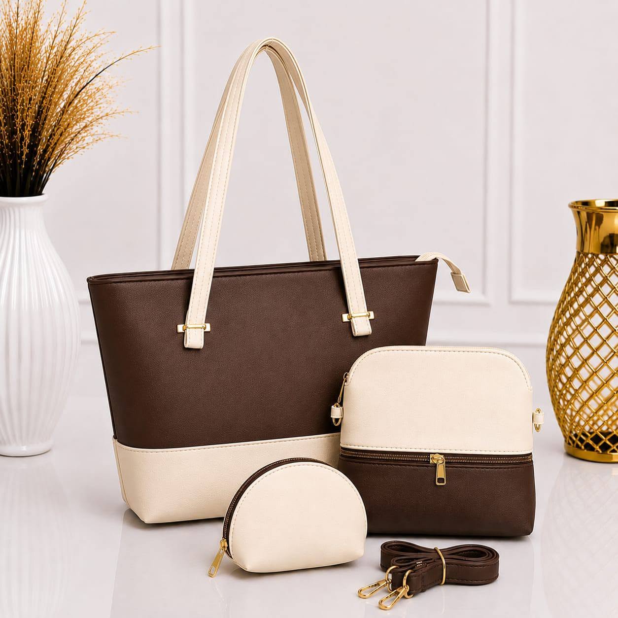 Premium 3-Piece Matching Handbag Set for Women – Elegant Tote, Crossbody Bag & Coin Purse