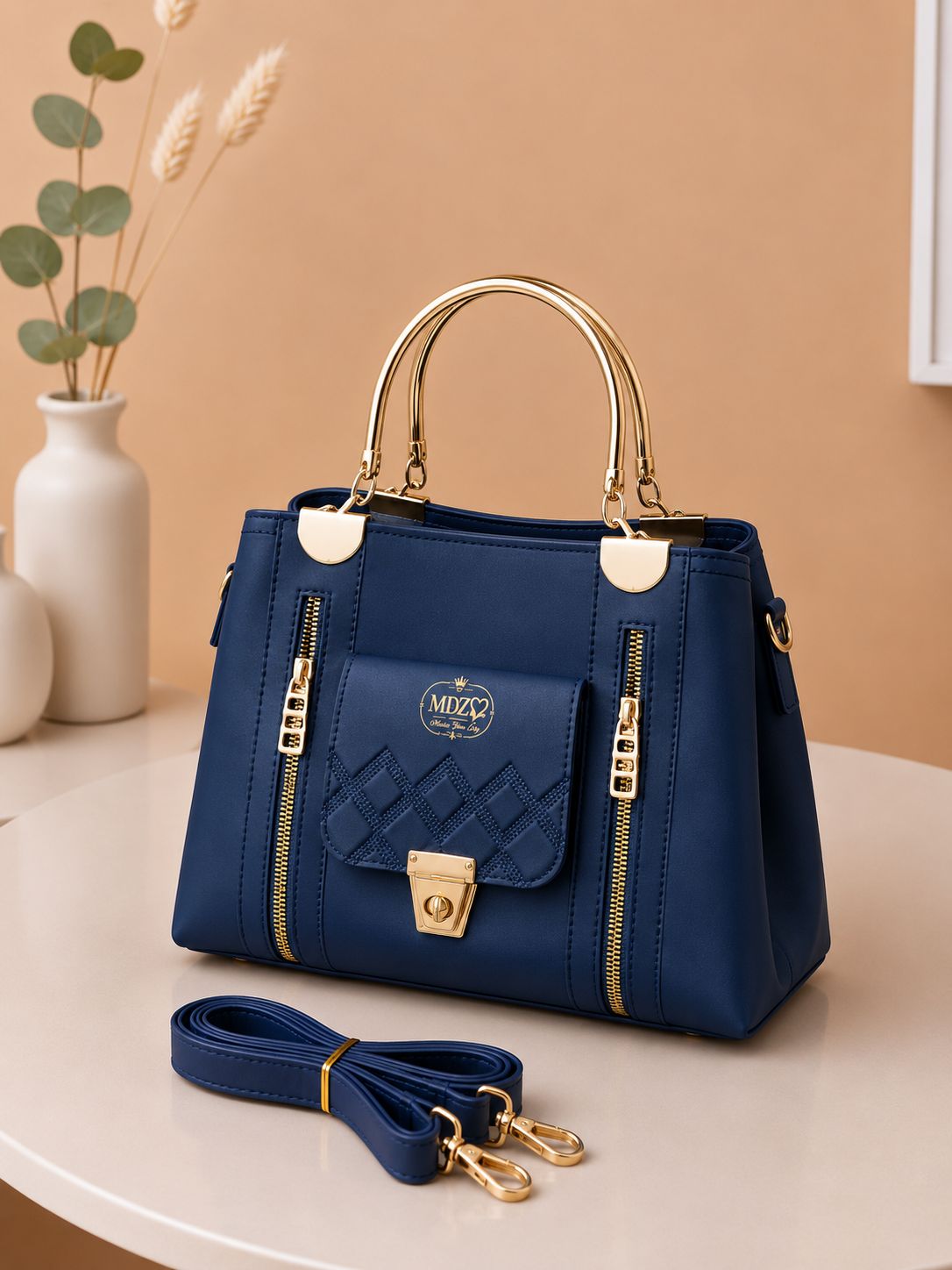 Elegant Quilted Women’s Handbag with Gold-Tone Hardware – Versatile Crossbody & Top Handle Purse